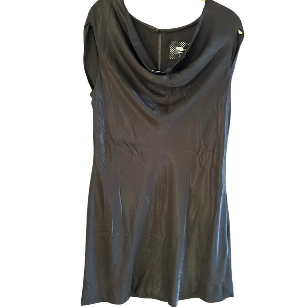 Maeve by Anthropologie Black Cowl Neck Ruched Draped Sleeveless Dress Size 8